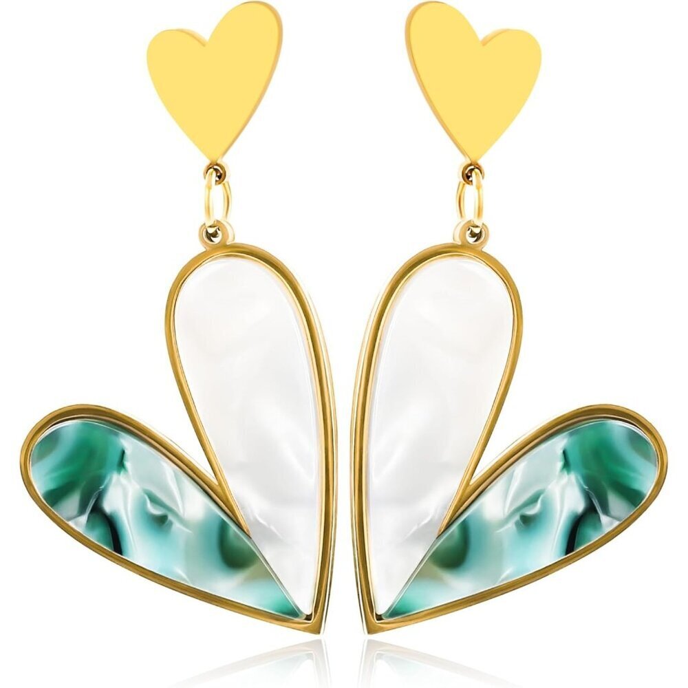Green Heart Dangle Hoops Statement Vintage Long Summer Earring for Women Jewelry